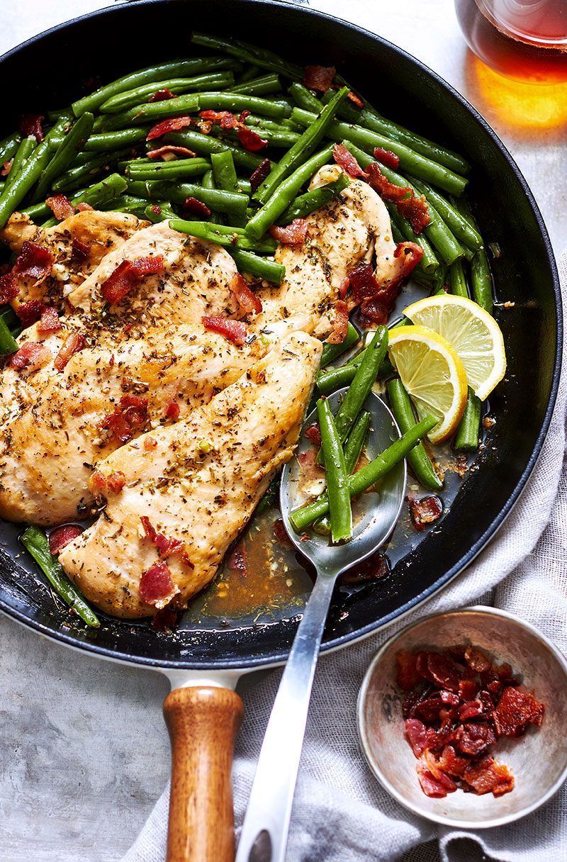 Garlic Lemon Chicken Breasts and Green Beans Skillet — Eatwell101