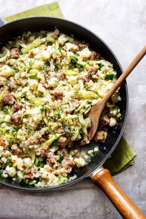 One-Pot Sausage Cauliflower Fried Rice