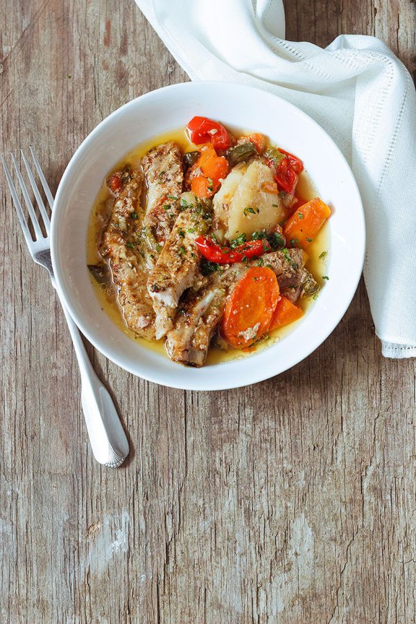 Easy Slow Cooker Pork Chops Fajitas - #recipe by #eatwell101 - https://www.eatwell101.com/easy-slow-cooker-pork-chops-fajitas