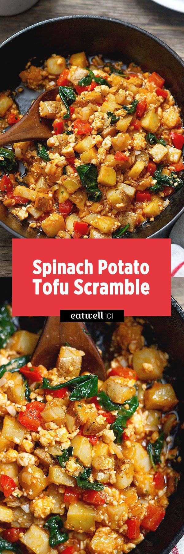 Tofu Scramble Breakfast Skillet — This vegan tofu scramble with a kick of spice is you next favorite early morning eye-opener.