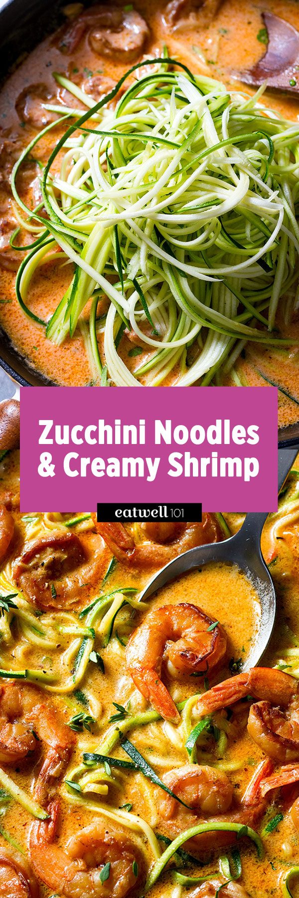 Zucchini Noodles with Shrimp Sauce - #lowcarb #recipe #eatwell101 - Perfect if you want to cut some carbs on a busy weeknight!