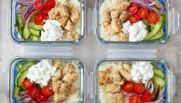 Greek Chicken Meal Prep Bowls - #recipe by #eatwell101 - https://www.eatwell101.com/greek-chicken-meal-prep-bowls