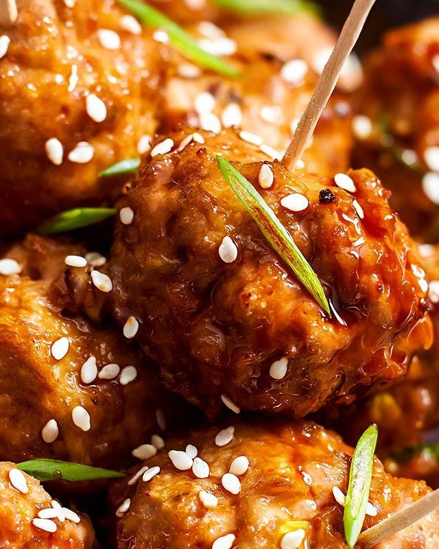 Baked Teriyaki Chicken Meatballs - #recipe by #eatwell101 - https://www.eatwell101.com/baked-chicken-meatballs-with-teriyaki-sauce