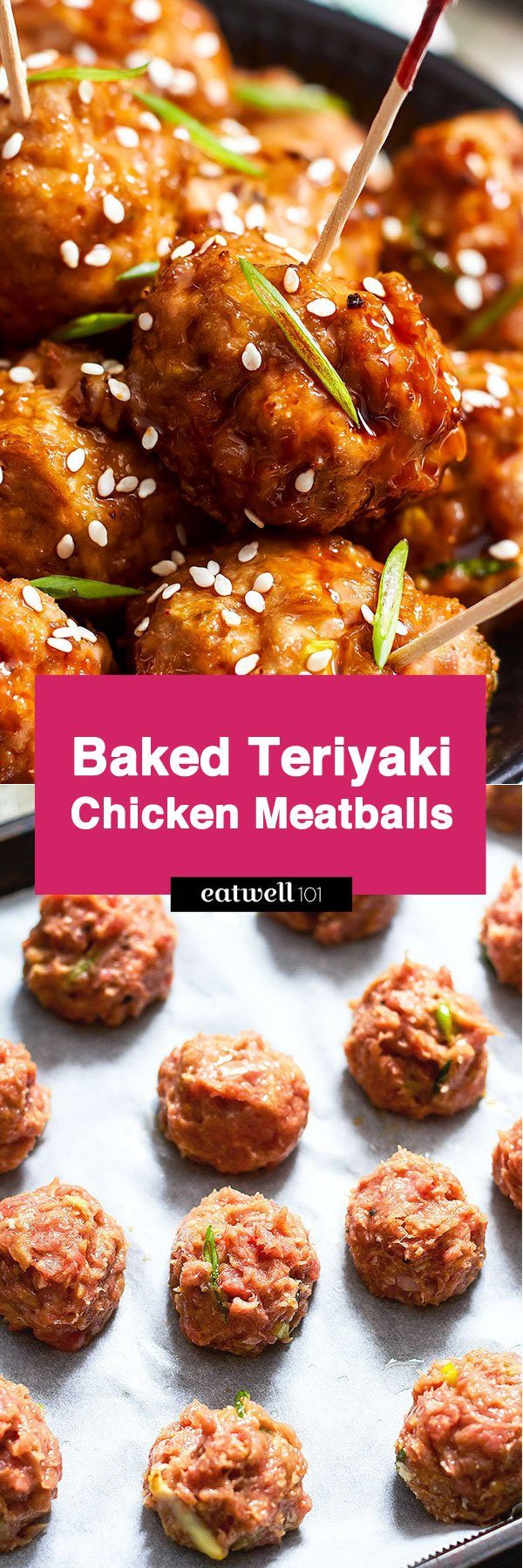 Baked Teriyaki Chicken Meatballs - #teriyaki #chicken #meatballs #recipe #eatwell101 - These Baked Teriyaki Chicken Meatballs are the perfect appetizer for your next backyard bash.