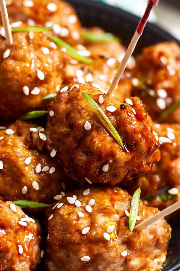 Baked Teriyaki Chicken Meatballs - #recipe by #eatwell101 - https://www.eatwell101.com/baked-chicken-meatballs-with-teriyaki-sauce
