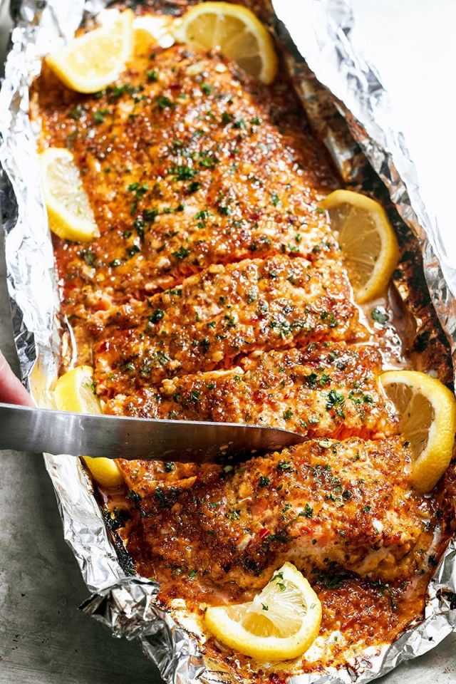 Honey Garlic Salmon Baked in Foil