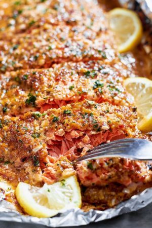 Honey Garlic Salmon Baked in Foil