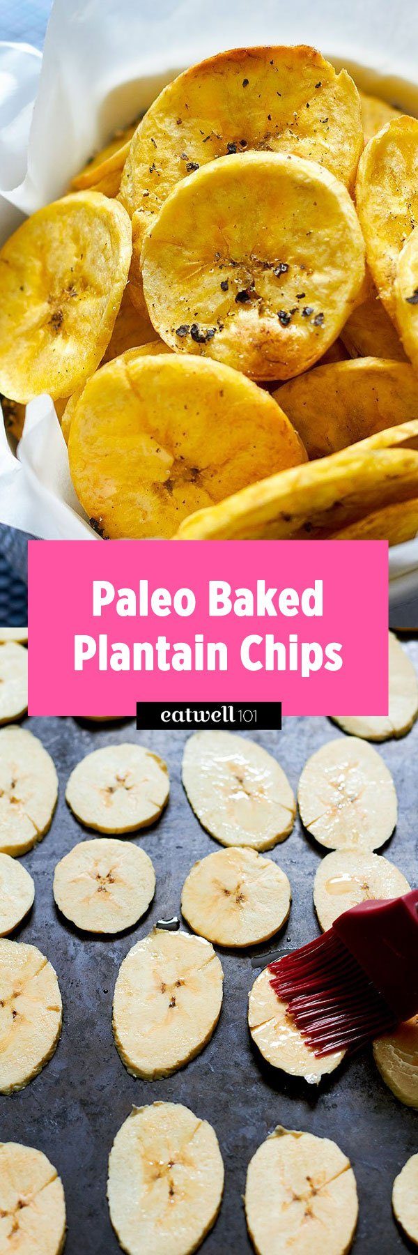 Baked Plantain Chips - #plantain #banana #snack #recipe #eatwell101 - A healthy crunchy option that makes you snack right.
