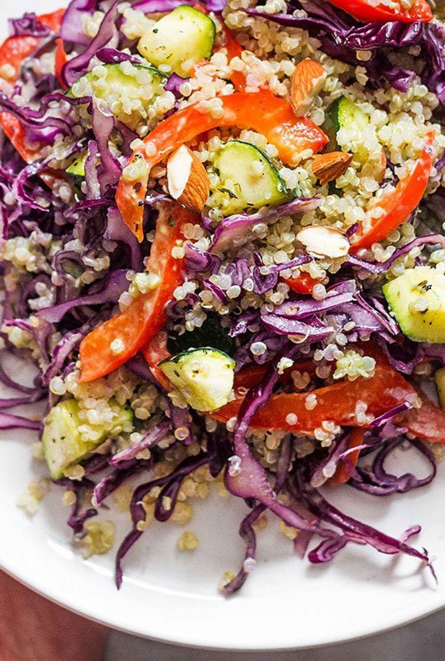 Rainbow Quinoa Salad with Avocado Cilantro Lime Dressing - #recipe by #eatwell101 - https://www.eatwell101.com/rainbow-quinoa-salad-recipe