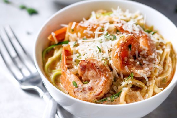 Creamy Shrimp Scampi with Zucchini Noodles