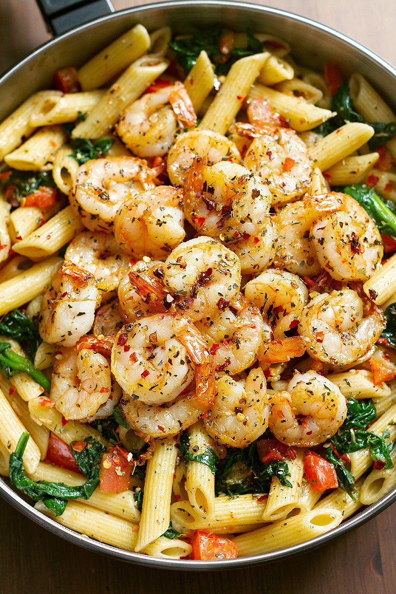 Shrimp Pasta Recipe – Incredibly COMFORTING and just melt-in-your-mouth AMAZING! Loaded with tomatoes, spinach and basil.