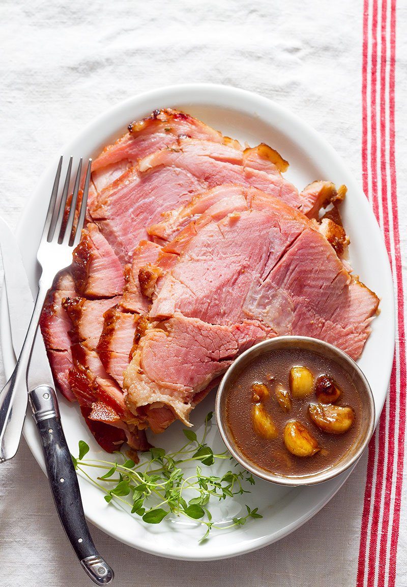 baked honey balsamic garlic ham