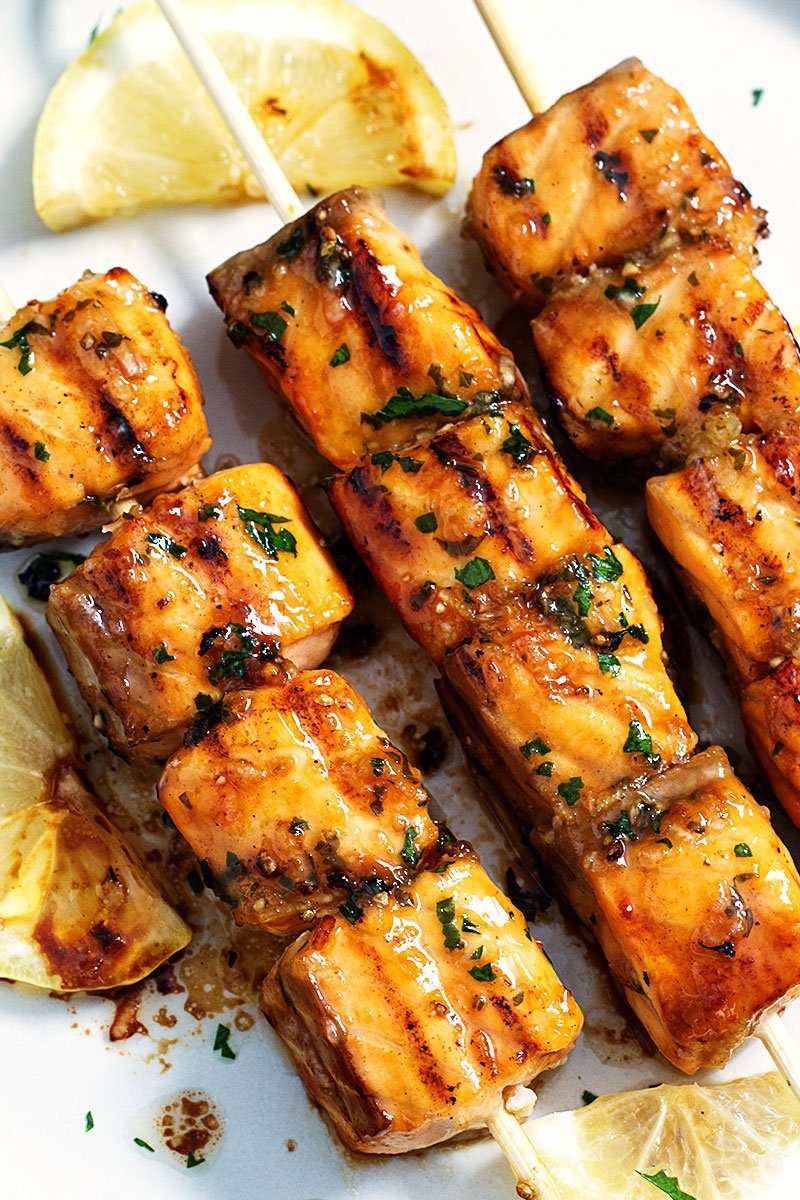Grilled Salmon with Lemon Garlic Butter Glaze — Eatwell101