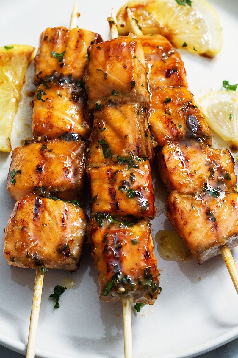 Grilled Salmon with Lemon Garlic Butter Glaze — Eatwell101