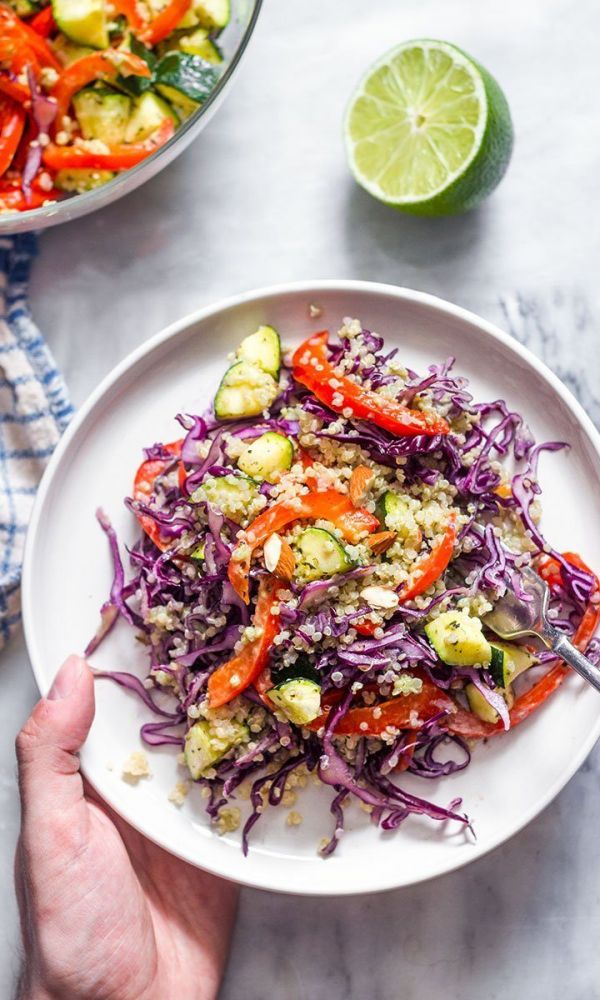 Rainbow Quinoa Salad with Avocado Cilantro Lime Dressing