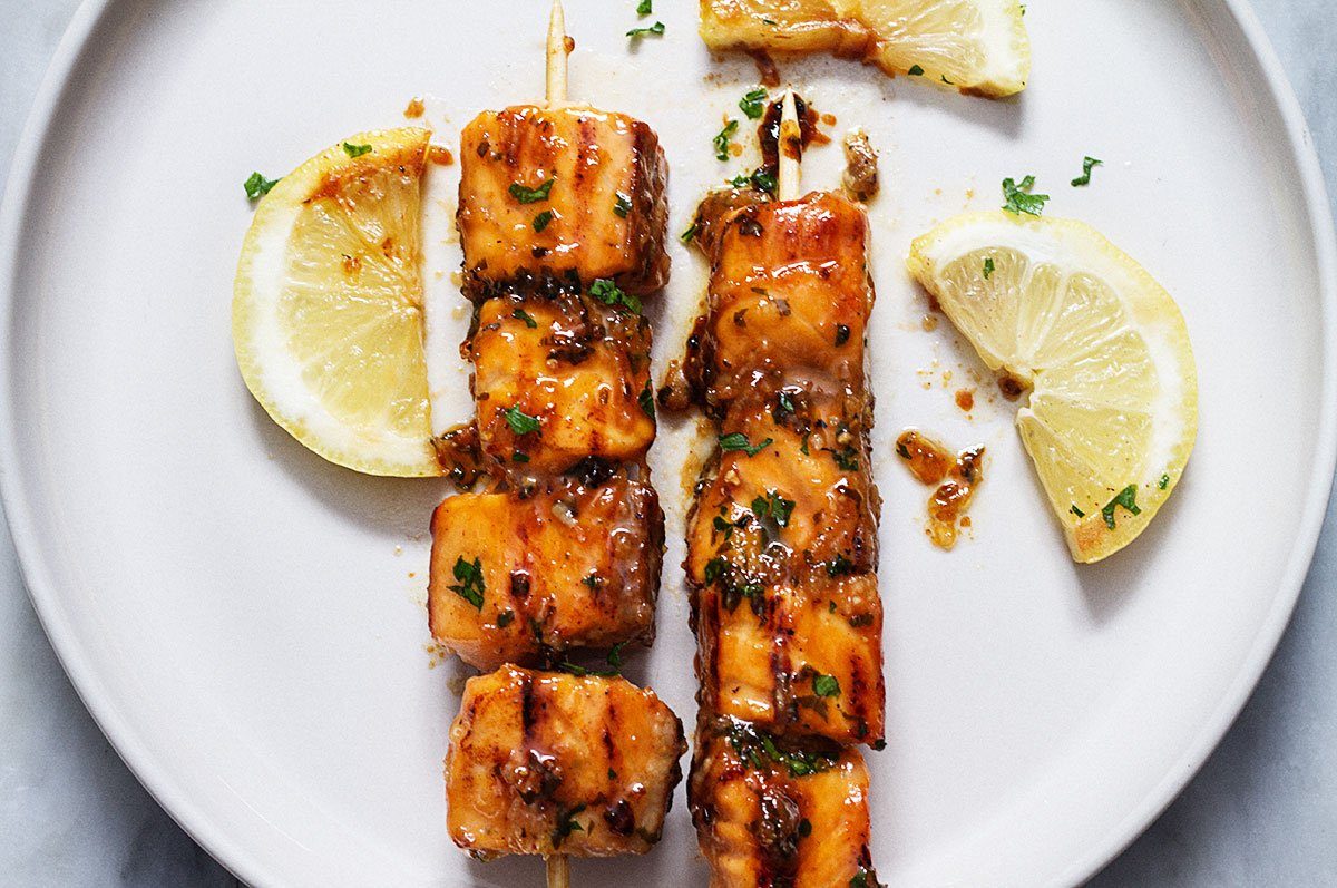 Grilled Salmon with Lemon and Garlic Butter Glaze