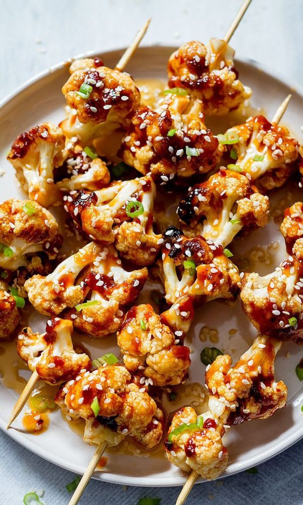 Grilled General Tso’s Cauliflower Kabobs