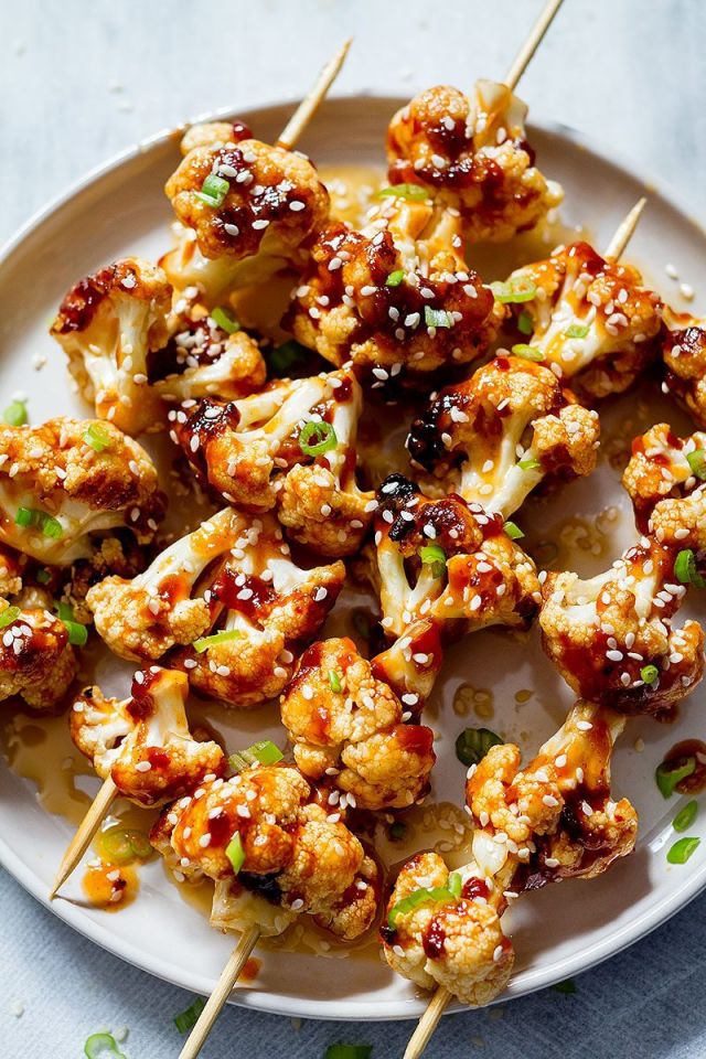 Grilled General Tso’s Cauliflower Kabobs