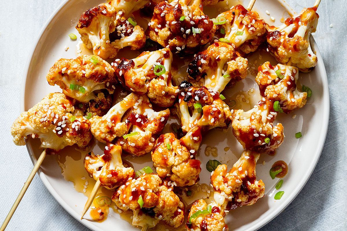 Grilled General Tso’s Cauliflower Kabobs