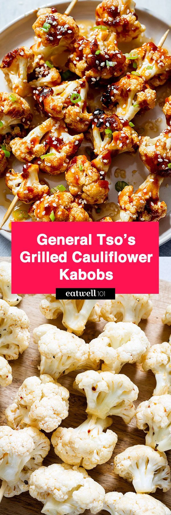 Grilled General Tso's Cauliflower Kabobs - #lowcarb #glutenfree #eatwell101 #recipe - A crunchy-sweet twist on a take-out favorite. 