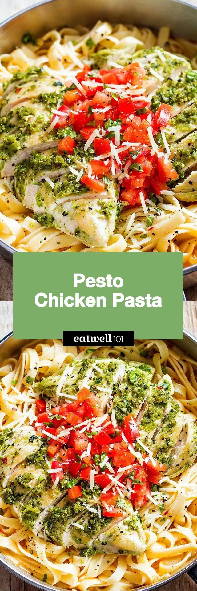 Pesto Chicken Pasta - #chicken #recipe #eatwell101 - This pesto chicken pasta recipe makes a fresh and easy dinner, packed full of mediterranean flavors.
