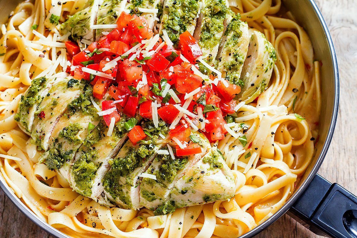 Chicken Sheet-Pan Dinner with Honey Chili Sauce — Eatwell101 Pesto Chicken Pasta Recipe — Eatwell101