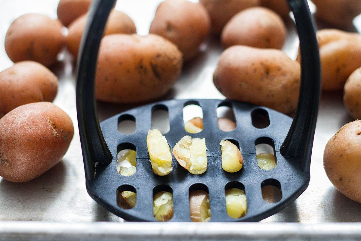 crispy garlic butter parmesan smashed potatoes