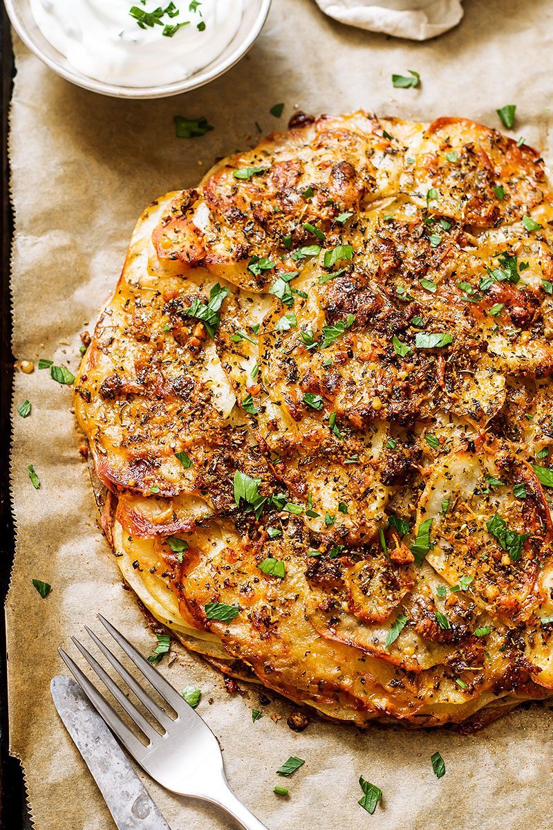 Baked Garlic Parmesan Potato Cake — Eatwell101