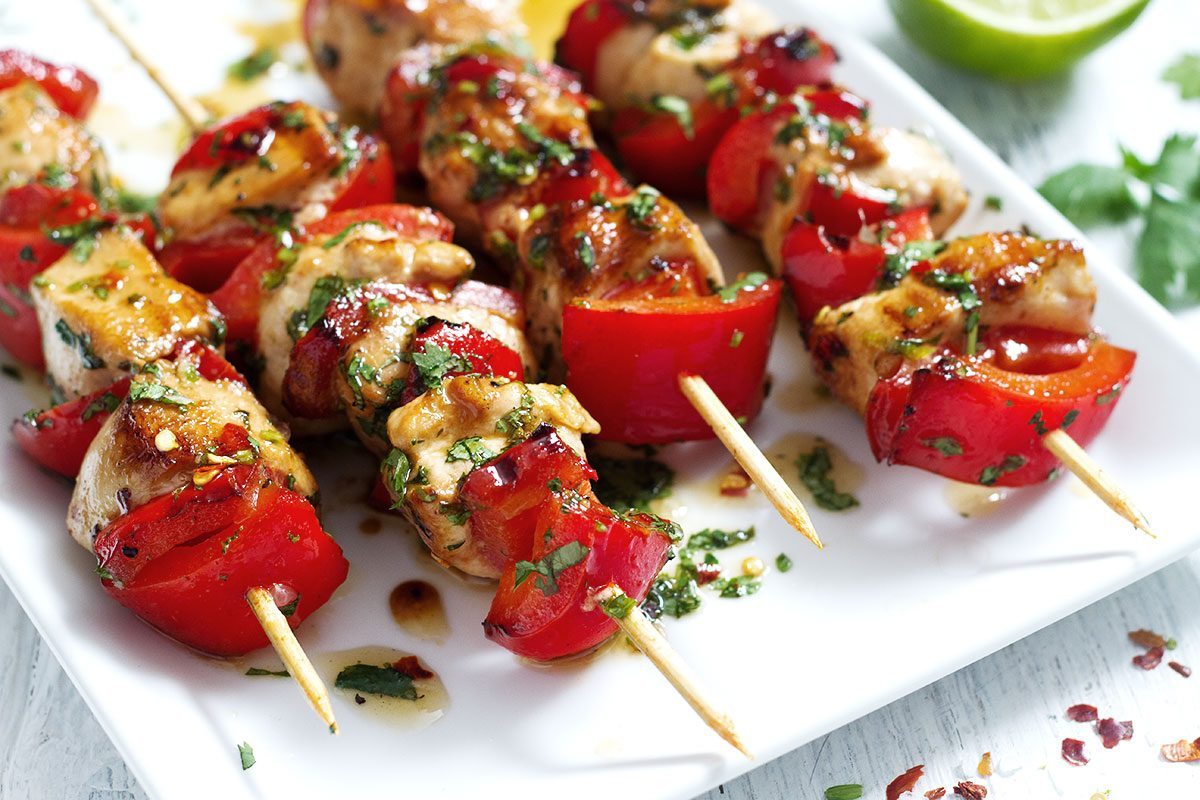 Skewered fish and lime kebabs