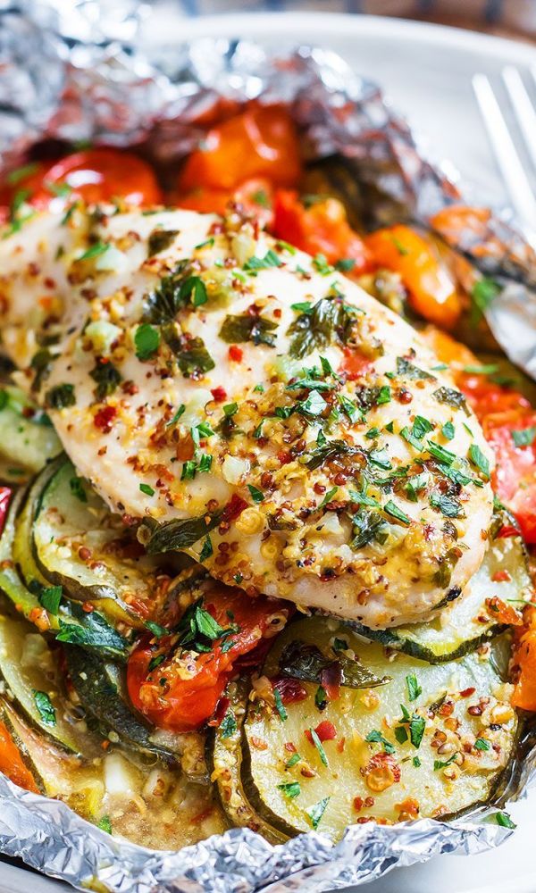 Honey Dijon Chicken and Veggies Foil Packs