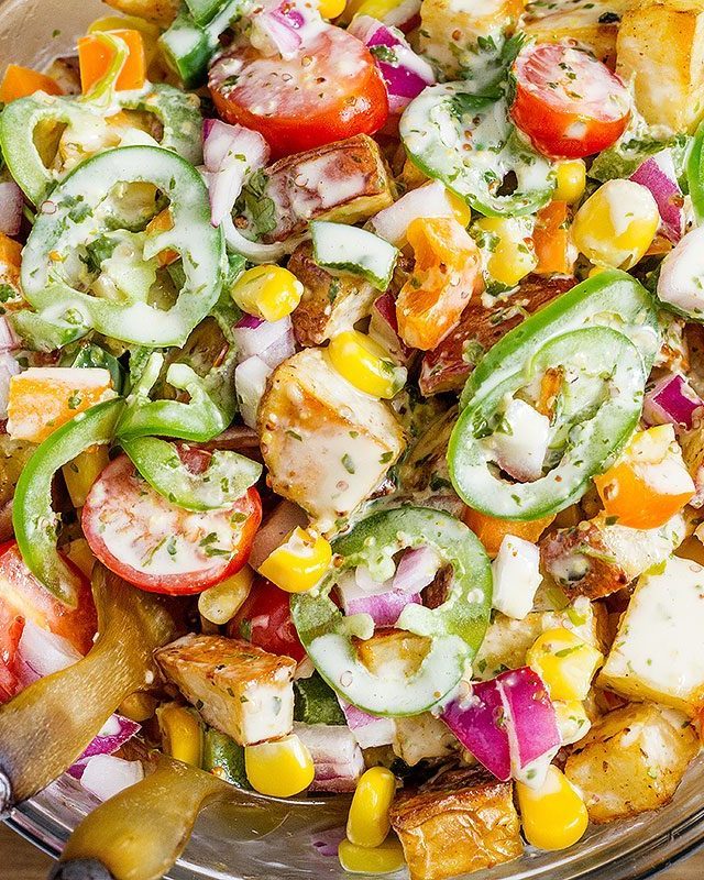 Roasted Potato Salad - #recipe by #eatwell101 - https://www.eatwell101.com/roasted-potato-salad-recipe