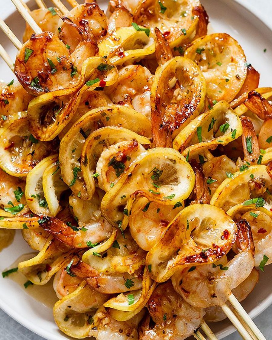 Grilled Shrimp with Honey Garlic Lemon Glaze - #recipe by #eatwell101 - https://www.eatwell101.com/grilled-shrimp-recipe