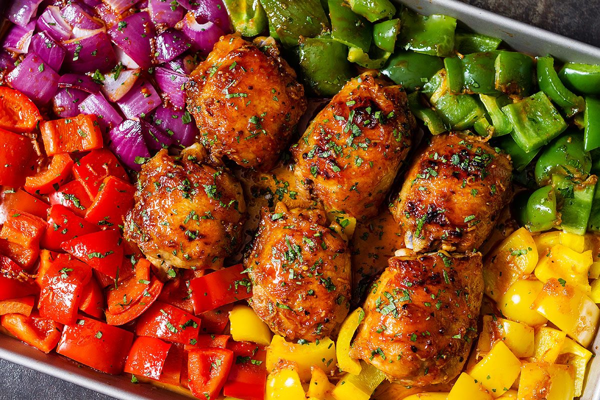 Sheet-Pan Honey Chili Chicken with Veggies