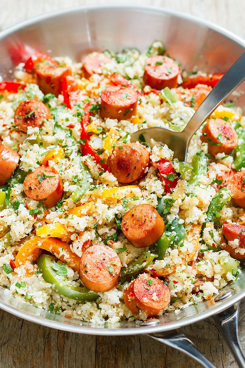 Cauliflower Fried Rice with Sausage and Peppers — Eatwell101