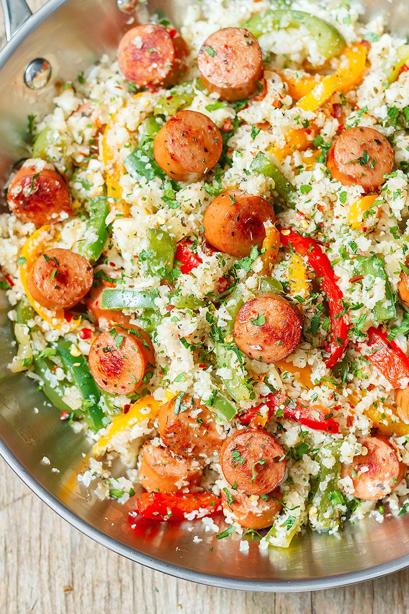 Cauliflower Fried Rice with Sausage and Peppers — Eatwell101