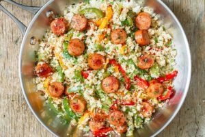 Sausage, Pepper and Cauliflower Fried Rice