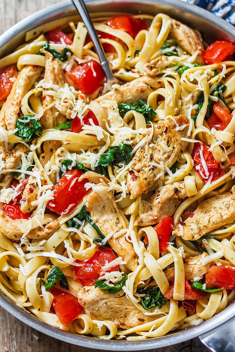 Chicken Pasta Recipe with Tomato and Spinach – How to Make Chicken with