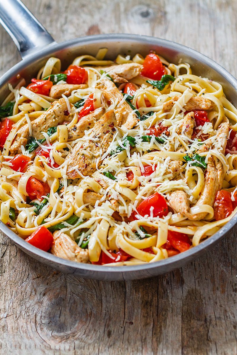 Chicken Pasta Recipe with Tomato and Spinach – How to Make Chicken with