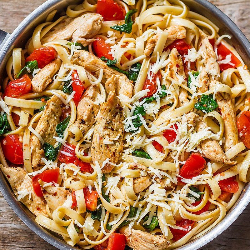 Chicken Pasta Recipe with Tomato and Spinach – How to Make Chicken with ...