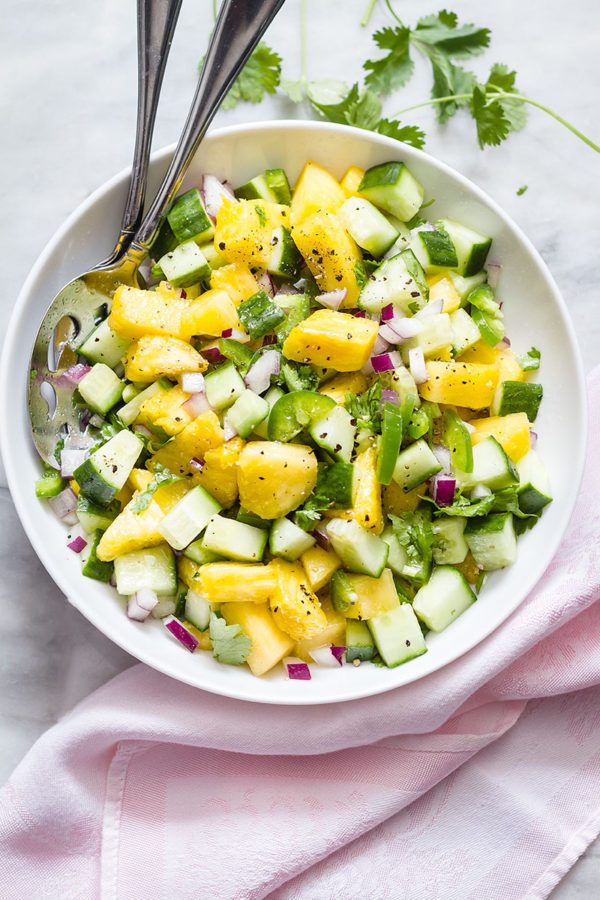 Pineapple Cucumber Jalapeño Salad - #recipe by #eatwell101 - https://www.eatwell101.com/pineapple-cucumber-jalapeno-salad