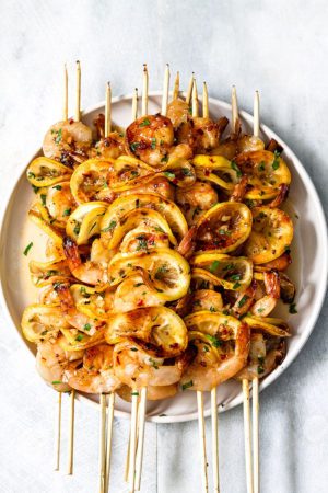 Lemon Grilled  Shrimp with Honey Garlic Glaze
