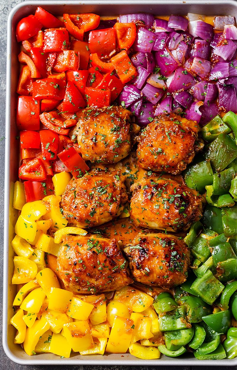 Chicken Sheet-Pan Dinner with Honey Chili Sauce — Eatwell101