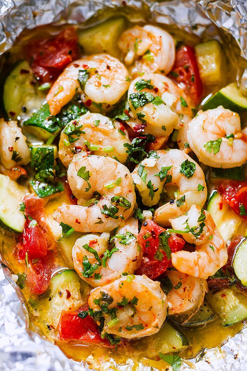 Shrimp Foil Packets Recipe with Lemon Garlic Herb Sauce – Shrimp in ...