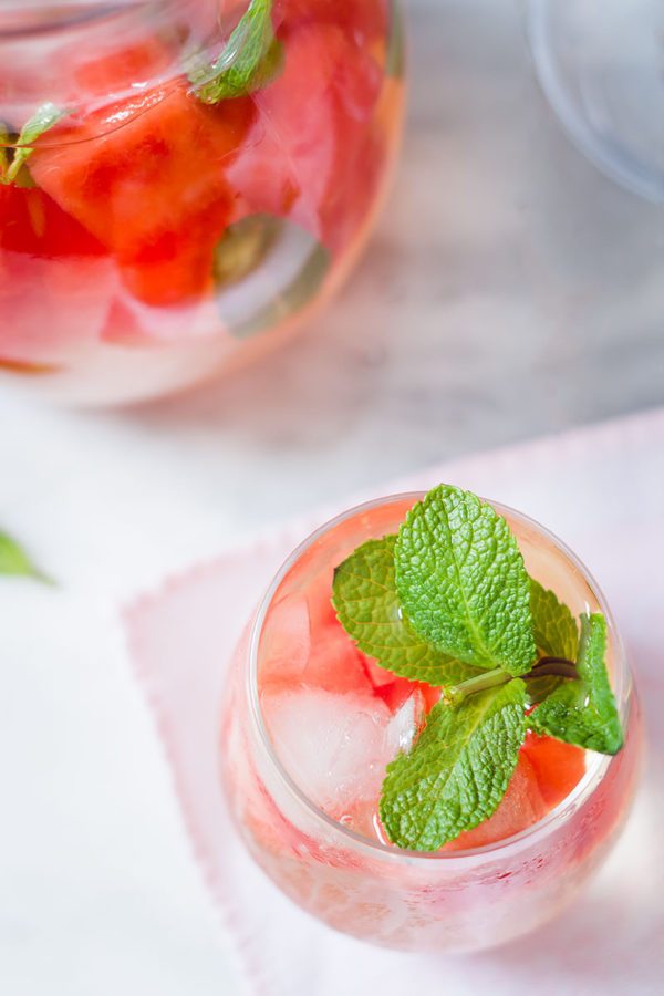 Watermelon White Sangria - #recipe by #eatwell101 - https://www.eatwell101.com/white-sangria-recipe