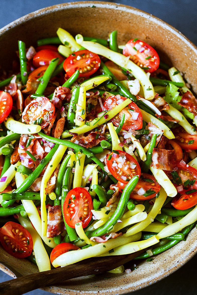 Bean Salad with Bacon Tomato Parmesan and Balsamic Vinegar Dressing - EASY and HEALTHY, full of protein and fiber!