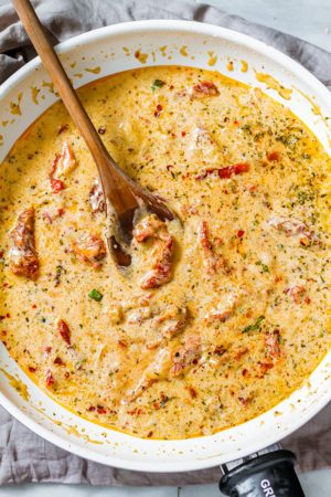 Pan Seared Salmon with Sun-Dried Tomato Cream Sauce