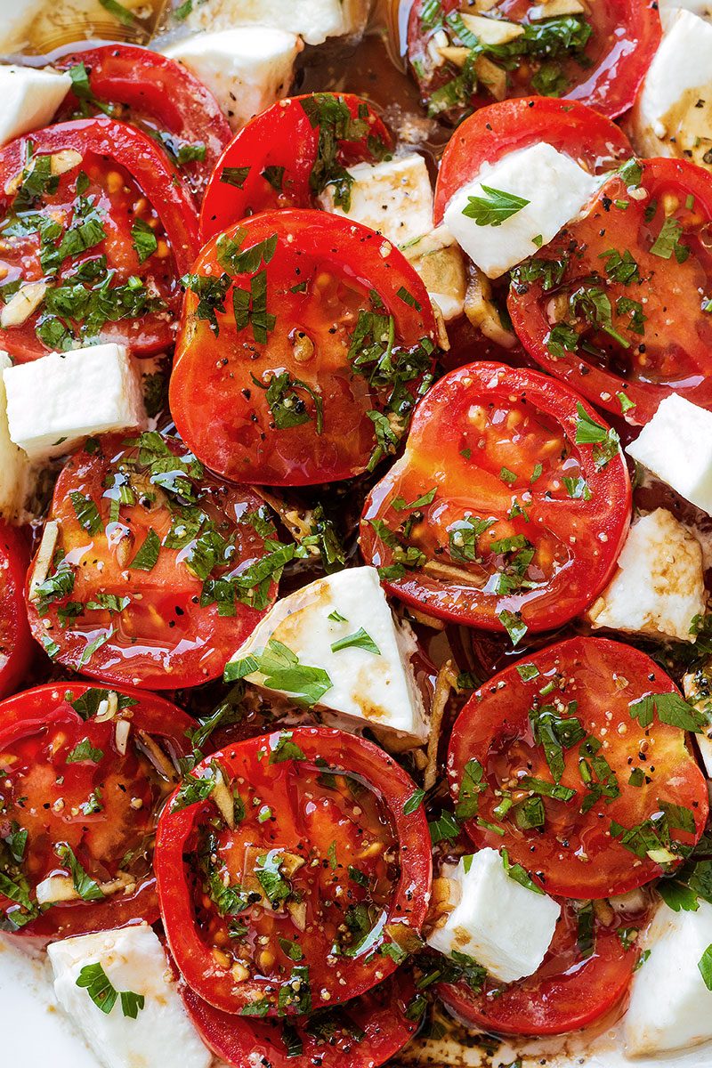 Marinated #Tomatoes Recipe – #eatwell101 #recipe A perfect hors d’oeuvre full of fresh summer flavors!