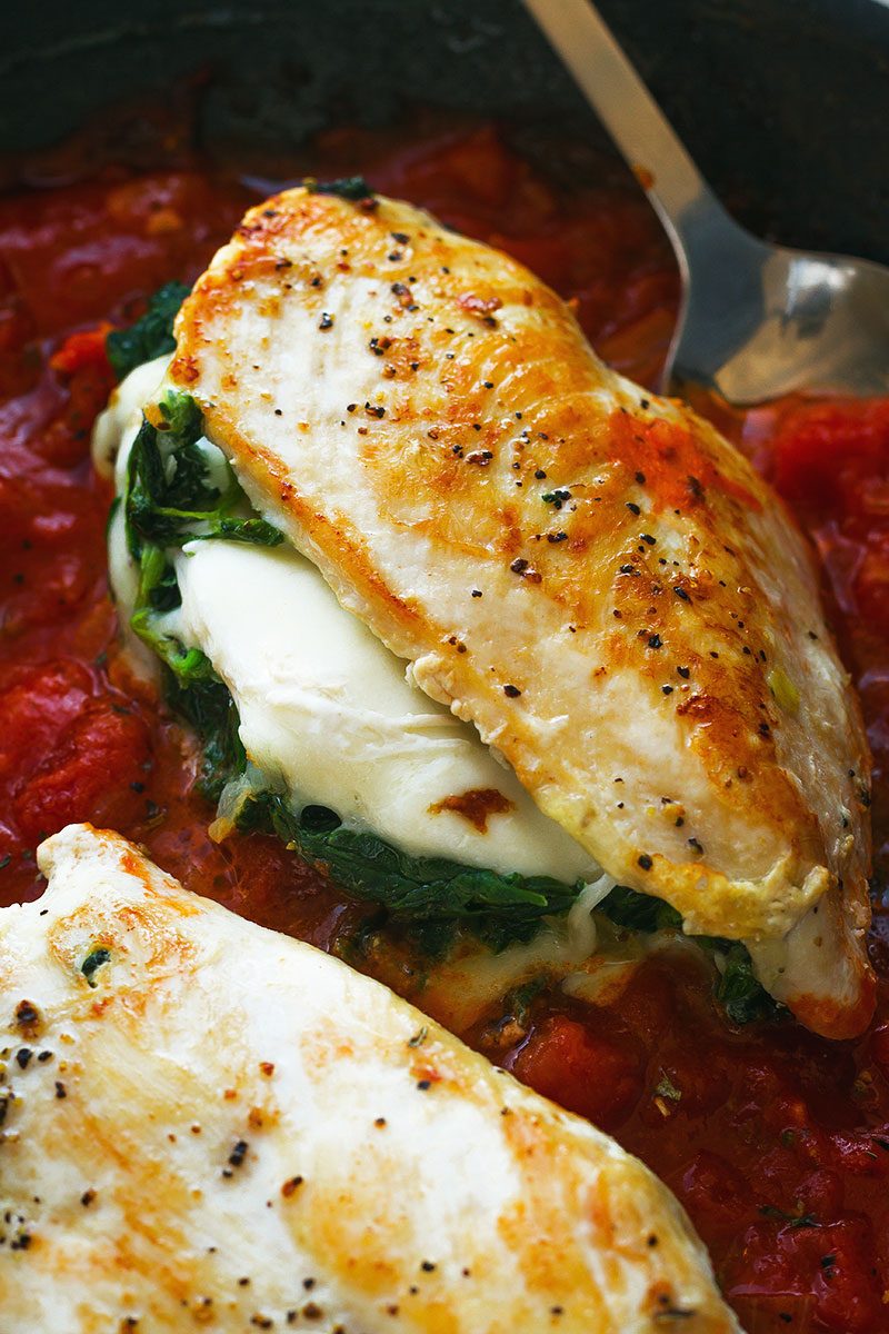 Stuffed Chicken Breast with Mozzarella and Spinach 