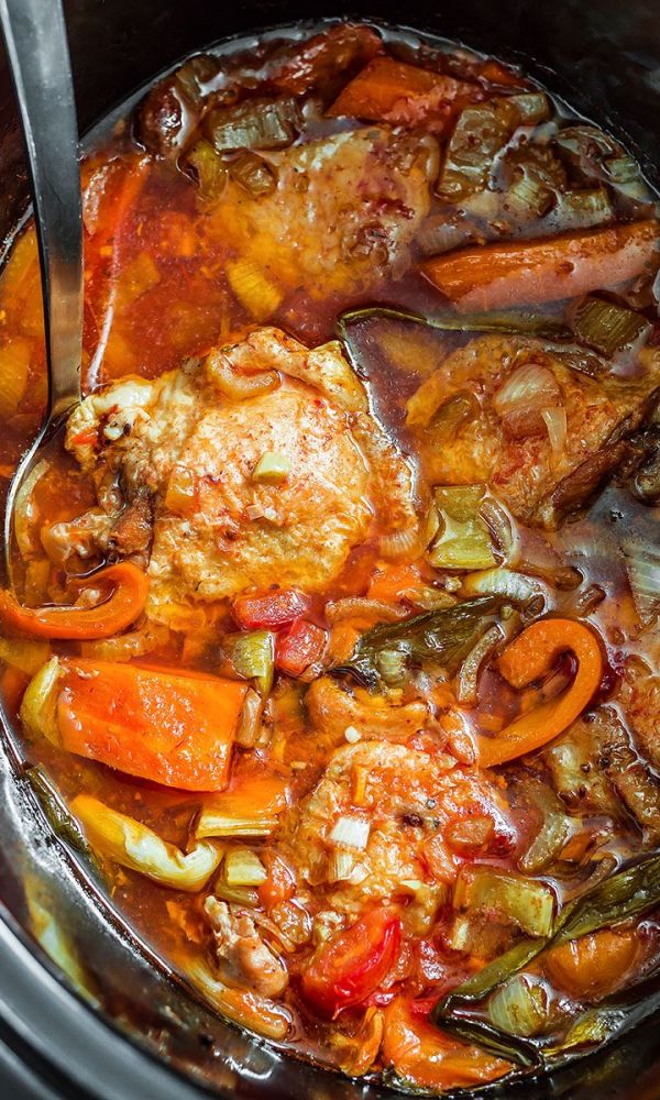 Slow Cooker Chicken with Tomatoes and Bell Peppers