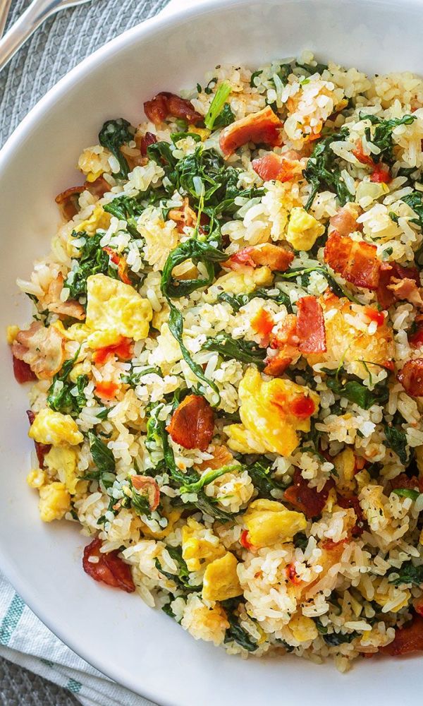 Bacon Egg and Spinach Fried Rice